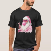 Weihnachts-Weihnachtsklaus Pink-Blase-Gummi T-Shirt (Vorderseite)