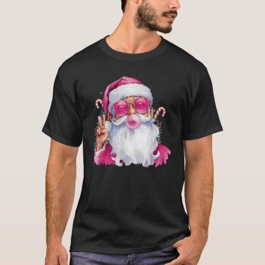 Weihnachts-Weihnachtsklaus Pink-Blase-Gummi T-Shirt (Vorderseite)