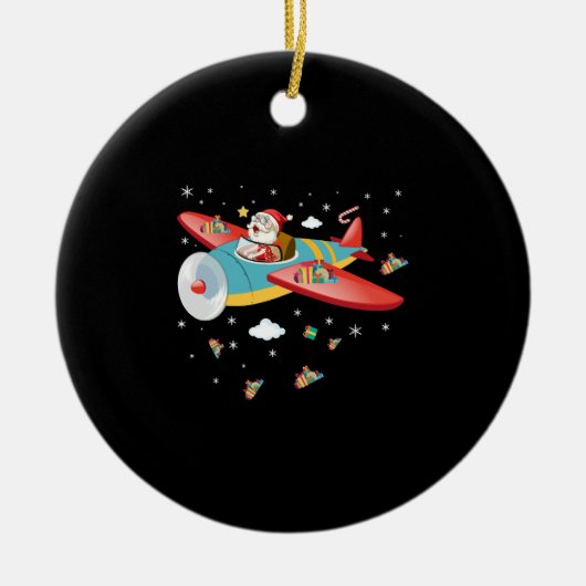 Weihnachts-Weihnachtsklauseln Pilot Flugzeug Boys  Keramik Ornament (Vorne)