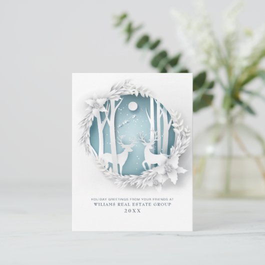 Weihnachts-Weihnachtskomposition Unternehmensgrüße Postkarte (Stehend Vorderseite)