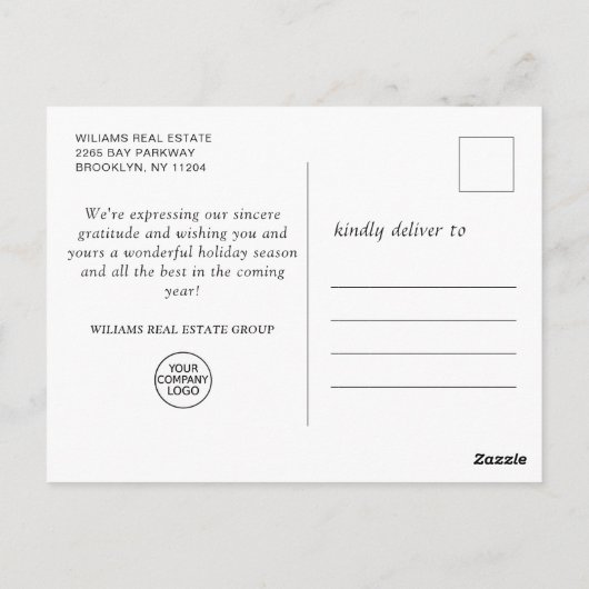 Weihnachts-Weihnachtskomposition Unternehmensgrüße Postkarte (Rückseite)