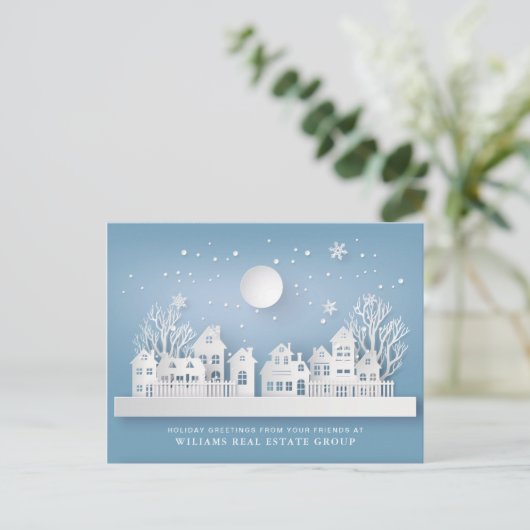 Weihnachts-Weihnachtskomposition Unternehmensgrüße Postkarte (Stehend Vorderseite)