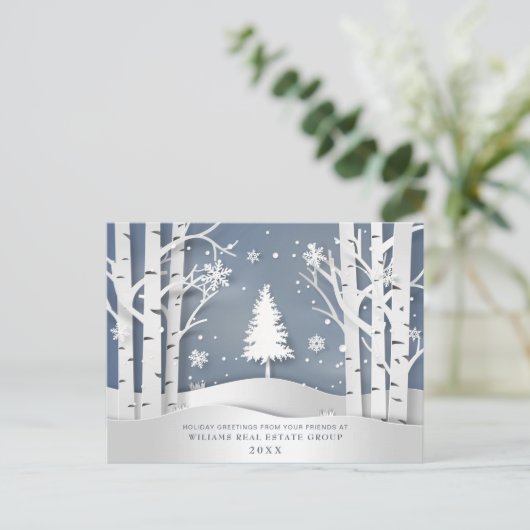 Weihnachts-Weihnachtskomposition Unternehmensgrüße Postkarte (Stehend Vorderseite)