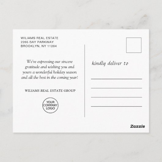 Weihnachts-Weihnachtskomposition Unternehmensgrüße Postkarte (Rückseite)