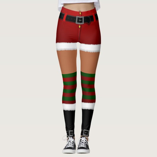 Weihnachts-Weihnachtskostüme-Leggings in Santa Leg Leggings (Vorderseite)