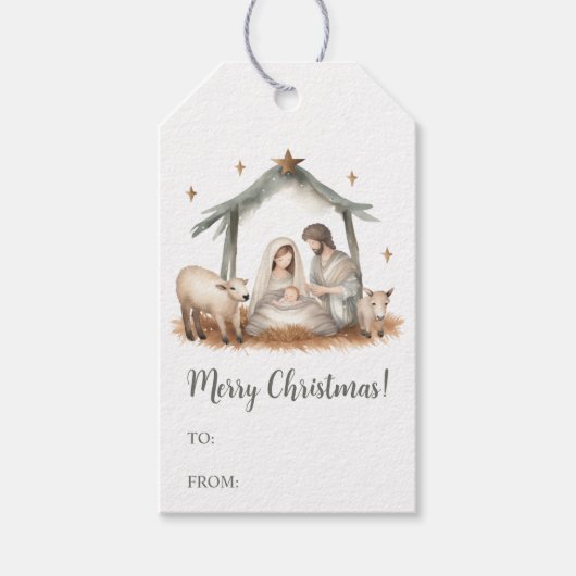 Weihnachts-Weihnachtskrippe Geschenkanhänger (Vorderseite)