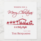 Weihnachts Weihnachtskrippe Thema Wein Labels Weinetikett (Einzelnes Label)