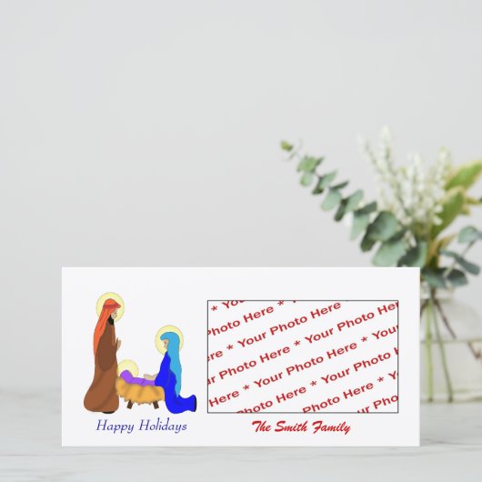 Weihnachts-Weihnachtskrippen-Fotokarte Feiertagskarte (Stehend Vorderseite)