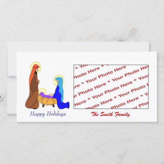 Weihnachts-Weihnachtskrippen-Fotokarte Feiertagskarte (Vorderseite)