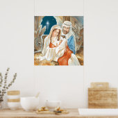 Weihnachts-Weihnachtskrippen Poster (Küche)