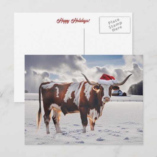 Weihnachts-Weihnachtskuh Feiertagspostkarte (Vorne/Hinten)