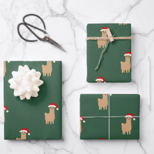 Weihnachts-Weihnachtslama-Muster lustig Wrapping Geschenkpapier Set