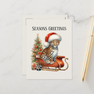 Weihnachts-Weihnachtsleopard hinzufügen Feiertagspostkarte