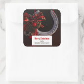 Weihnachts-Weihnachtslieder für Pferde - Foto Quadratischer Aufkleber (Tasche)