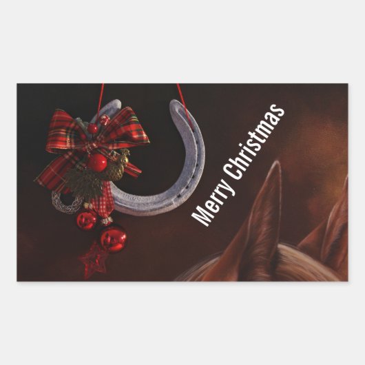 Weihnachts-Weihnachtslieder für Pferde - Foto Rechteckiger Aufkleber (Vorderseite)