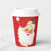 Weihnachts-Weihnachtsmann auf dem Roten Glitzer Pa Pappbecher (Rückseite)