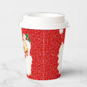 Weihnachts-Weihnachtsmann auf dem Roten Glitzer Pa Pappbecher (Rechts)