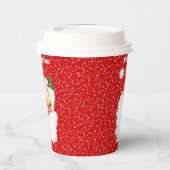 Weihnachts-Weihnachtsmann auf dem Roten Glitzer Pa Pappbecher (Links)