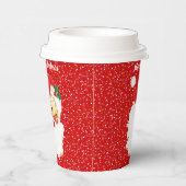 Weihnachts-Weihnachtsmann auf dem Roten Glitzer Pa Pappbecher (Rechts)