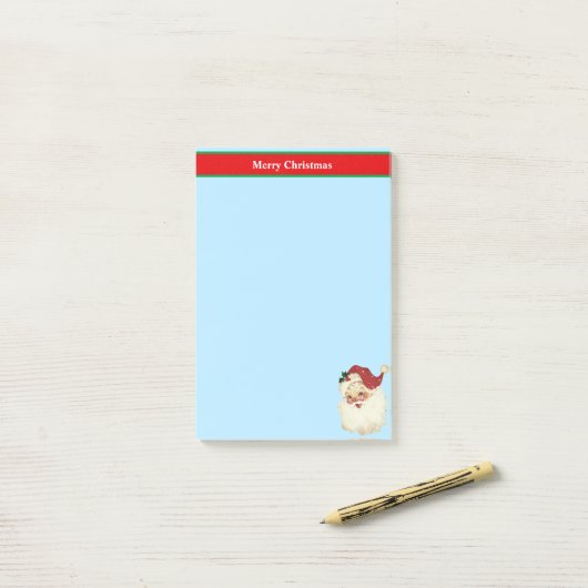 Weihnachts-Weihnachtsmann auf Light Blue Post-it Klebezettel (Auf Schreibtisch)