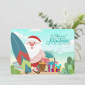Weihnachts-Weihnachtsmann bei der Beach Card (Stehend Vorderseite)