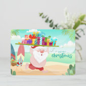 Weihnachts-Weihnachtsmann bei der Beach Card (Stehend Vorderseite)