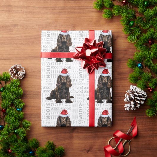 Weihnachts-Weihnachtsmann-Brown Cocker Spaniel Hol Geschenkpapier (Feiertagsgeschenk)