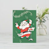 Weihnachts Weihnachtsmann Chor Feiertagskarte (Stehend Vorderseite)