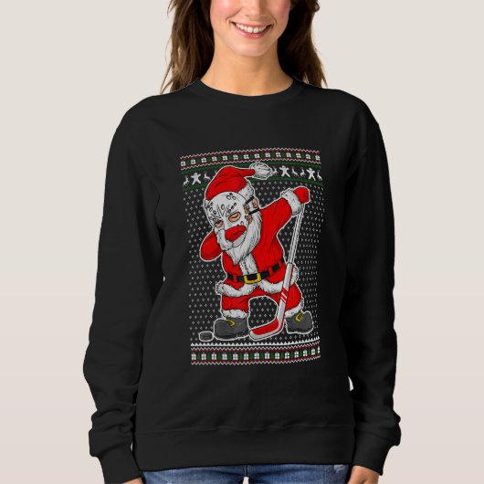 Weihnachts Weihnachtsmann-Dabbing Hockey Player Bo Sweatshirt (Vorderseite)