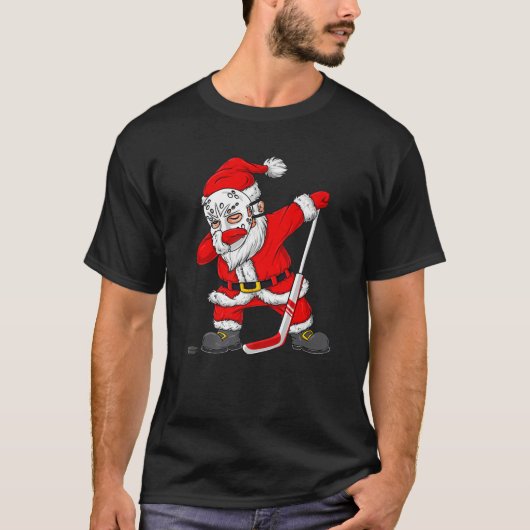 Weihnachts Weihnachtsmann-Dabbing Hockey Player Bo T-Shirt (Vorderseite)