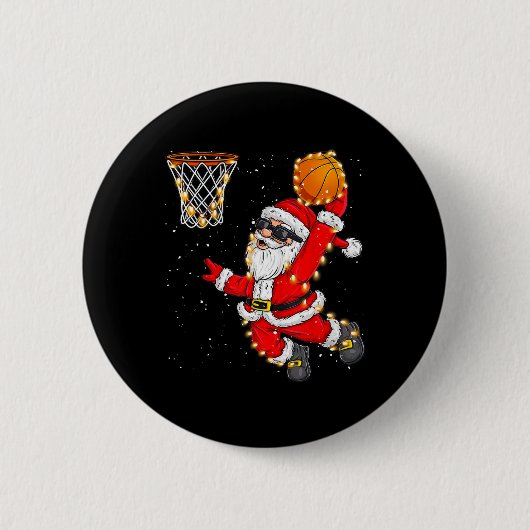 Weihnachts Weihnachtsmann Dunking a Bysketbyll Xma Button (Vorderseite)