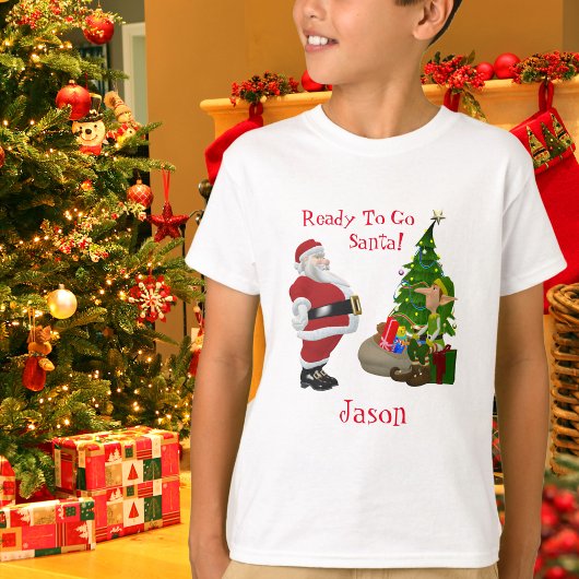 Weihnachts-Weihnachtsmann-Elf-Kind Name T-Shirt
