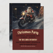 Weihnachts-Weihnachtsmann fährt Motorrad Einladung (Vorne/Hinten)