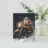 Weihnachts-Weihnachtsmann fährt Motorrad Postkarte (Stehend Vorderseite)