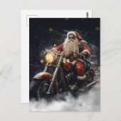 Weihnachts-Weihnachtsmann fährt Motorrad Postkarte (Vorne/Hinten)