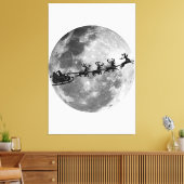 Weihnachts-Weihnachtsmann fliegt über den Mond Leinwanddruck (Insitu (Wohnzimmer))