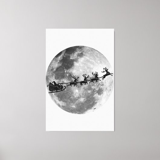 Weihnachts-Weihnachtsmann fliegt über den Mond Leinwanddruck (Vorderseite)