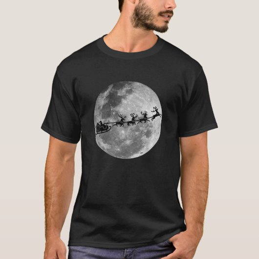 Weihnachts-Weihnachtsmann fliegt über den Mond T-Shirt (Vorderseite)