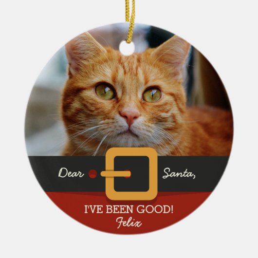 Weihnachts-Weihnachtsmann-Foto und Name Custom Keramik Ornament (Vorne)