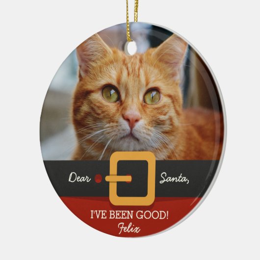 Weihnachts-Weihnachtsmann-Foto und Name Custom Keramik Ornament (Links)