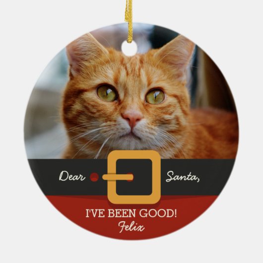 Weihnachts-Weihnachtsmann-Foto und Name Custom Keramik Ornament (Hinten)