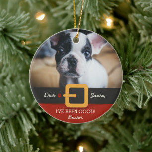 Weihnachts-Weihnachtsmann-Foto und Name Custom Keramikornament