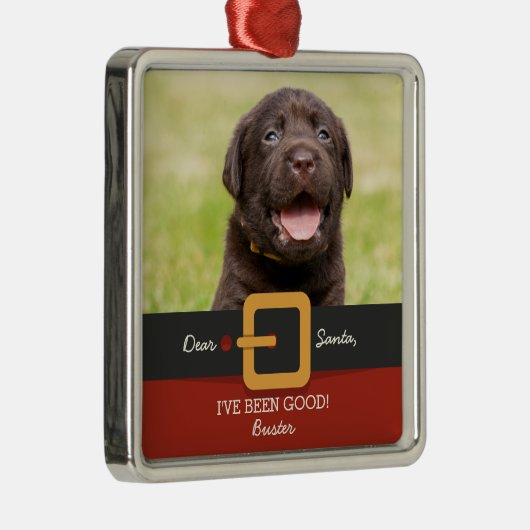 Weihnachts-Weihnachtsmann-Foto und Name Custom Ornament Aus Metall (Rechts)