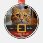 Weihnachts-Weihnachtsmann-Foto und Name Custom Silbernes Ornament (Vorne)