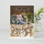 Weihnachts-Weihnachtsmann-Fotokarte - Braun Feiertagskarte (Stehend Vorderseite)