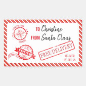 Weihnachts-Weihnachtsmann gibt Nordpol-Lieferung Rechteckiger Aufkleber (Vorderseite)