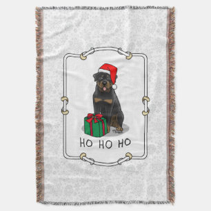 Weihnachts Weihnachtsmann Hat Rottweiler Dog Funny Decke