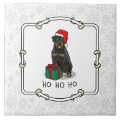 Weihnachts Weihnachtsmann Hat Rottweiler Dog Funny Fliese (Vorderseite)
