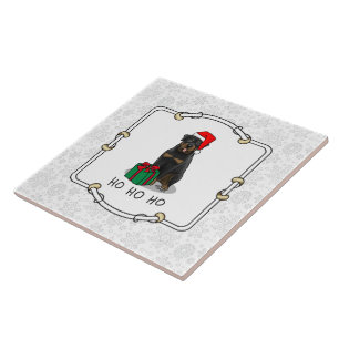 Weihnachts Weihnachtsmann Hat Rottweiler Dog Funny Fliese