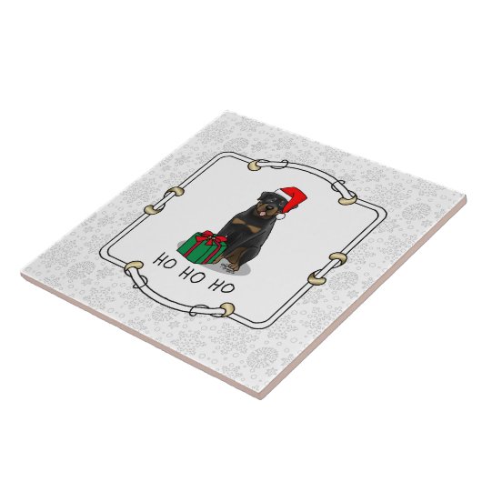 Weihnachts Weihnachtsmann Hat Rottweiler Dog Funny Fliese (Seite)